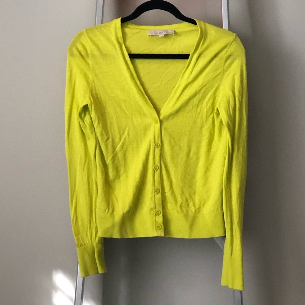 Ann Taylor Loft yellow green cardigan